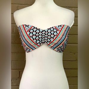 Lucky Brand Strapless /Bandeau print bikini top L